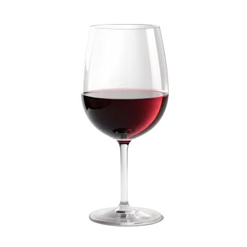a glass of red wine on a white background