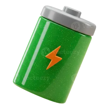 a green lighter with an orange lightning on it