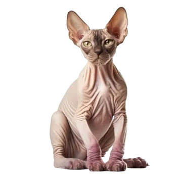 a sphy cat sitting on a white background