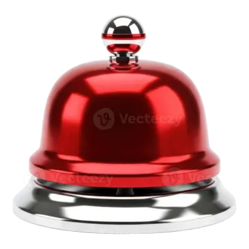a red bell on a white background