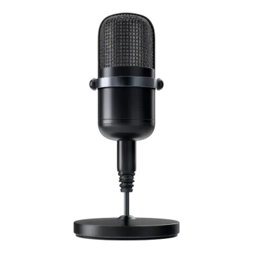 a black microphone on a white background