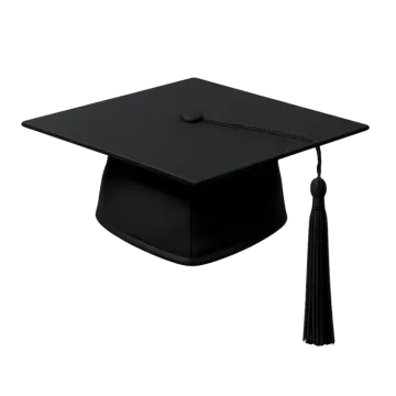 a black graduation cap with a ta