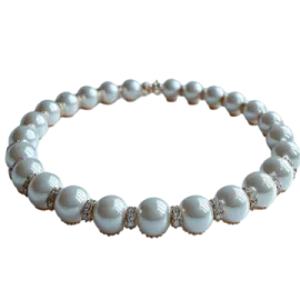 a bracelet with white pearls and silver beads