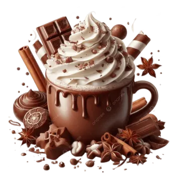 a cup of hot chocolate with whipped cream and chocolate