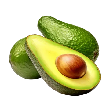 two avocas with one cut in half
