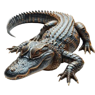 a statue of an alligator on white background