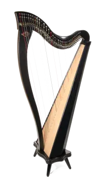 a black harp on a white background