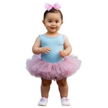 a baby girl wearing a pink and blue tutue