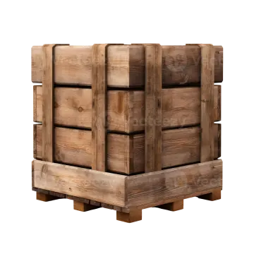 a wooden box on a white background