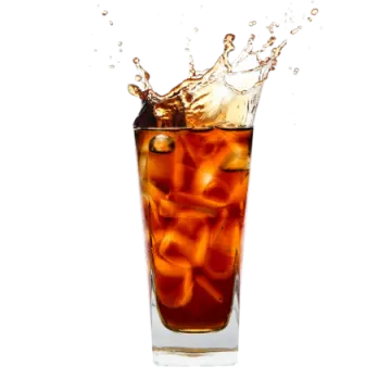 a glass filled with ice and ice cubes