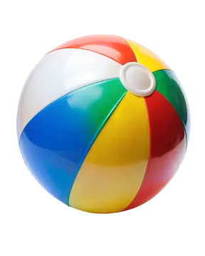 a colorful beach ball on a white background
