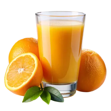 a glass of orange juice next to some oranges
