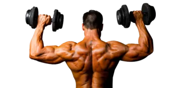 a man doing dumbs with weights on his back