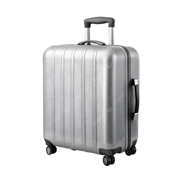 a silver suitcase with wheels and handle