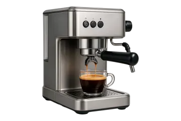 a coffee machine with a cup of coffee