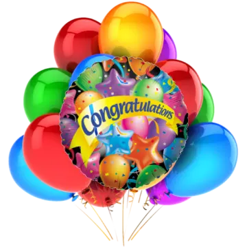 a bunch of balloons with the words congratulations