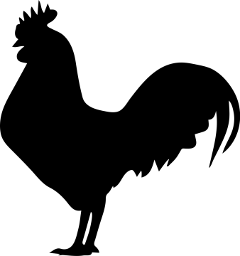 a black and white silhouette of a rooster