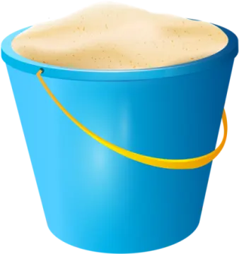 a bucket with sand in it