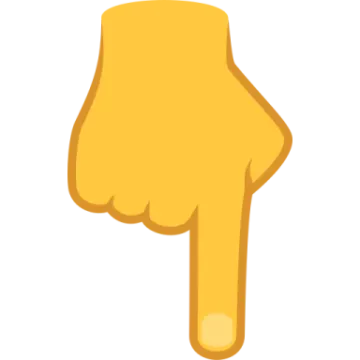 a hand pointing up to the right
