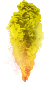 a bunch of yellow and red smoke