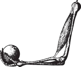 a black and white drawing of a hand holding a ball