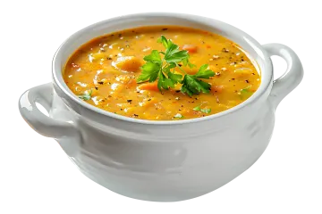 soup in a white bowl
