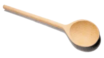a wooden spoon on a white background