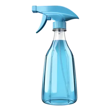a blue spray bottle on a white background