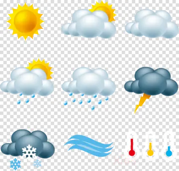 a set of weather icons on transparent background