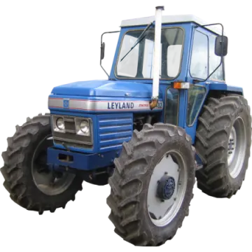 a blue tractor is shown against a white background
