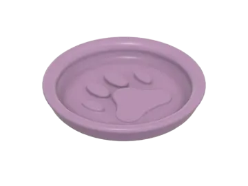 a purple bowl with a paw print on it
