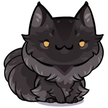 a black cat with yellow eyes sitting down