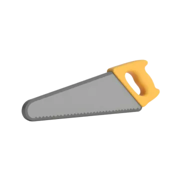 a yellow and gray saw on a white background