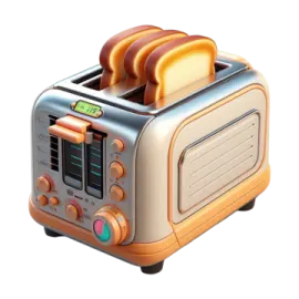 a toaster with two slices of bread on it