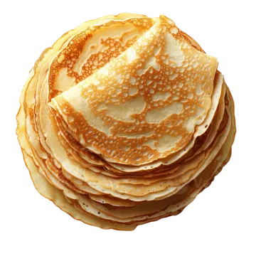 a stack of pancakes on a white background