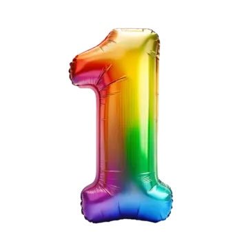 a foil balloon shaped like the number one