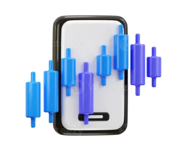an image of a cell phone with a bar chart on the screen