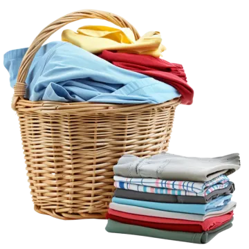 a basket full of folded clothes