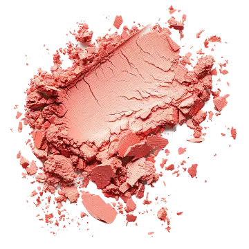 a close up of a pink blush powder on a white background