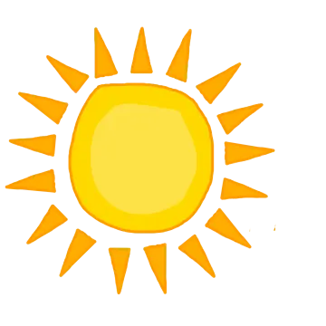 a yellow sun on a white background