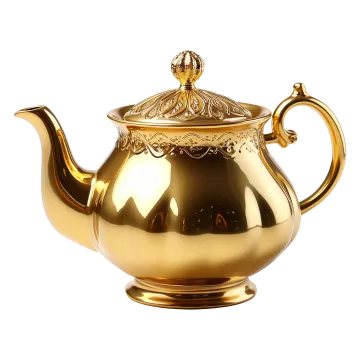 a gold colored teapot