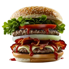 a hamburger with bacon and cheese on it