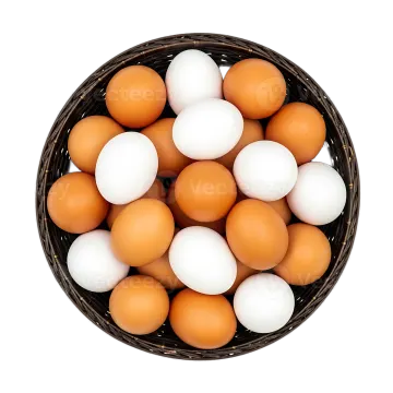 eggs in a basket on a white background