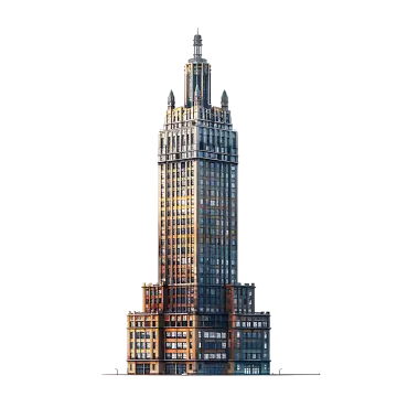 a drawing of a tall building on a white background