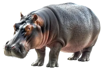 a hippo is standing on a white surface