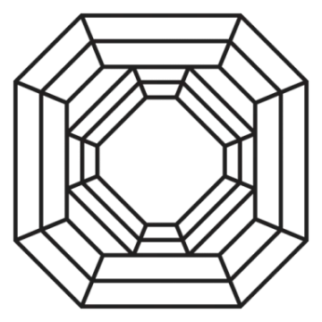 a black and white drawing of a pentagon