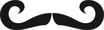 a black and white mustache on a white background
