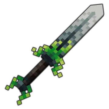 a pixel sword with green and black colors