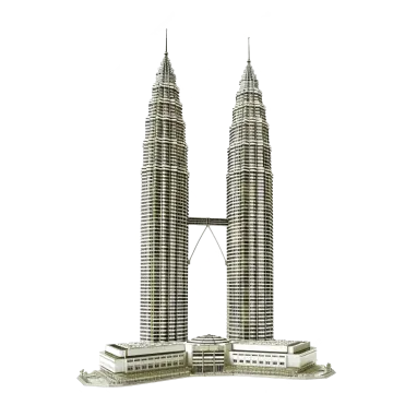 a model of two skyscrapers on a white background