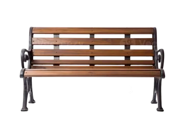 a wooden bench on a white background